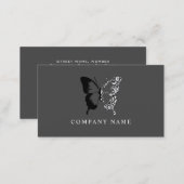 Black and White Pattern Butterfly Business Card (Front/Back)