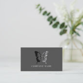 Black and White Pattern Butterfly Business Card (Standing Front)