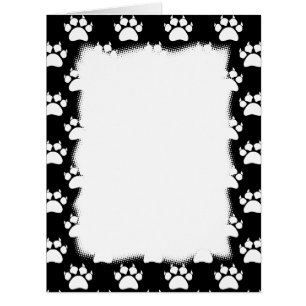 Black And White Pattern Cat Paw Prints Cards