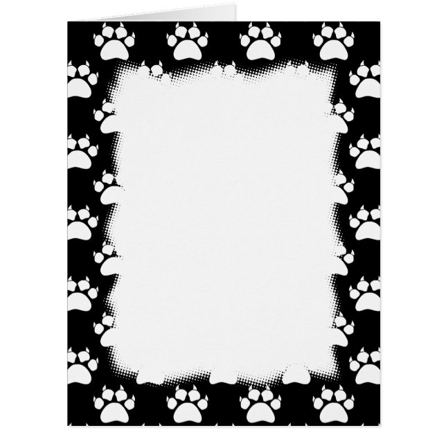 Black And White Pattern Cat Paw Prints Cards (Front)