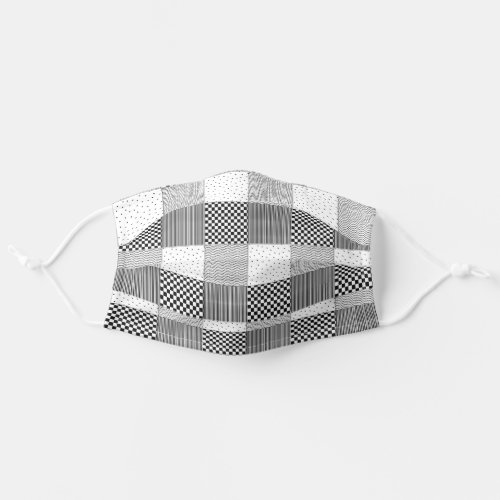 Black and White Pattern Checkered Stripes Dots Adult Cloth Face Mask