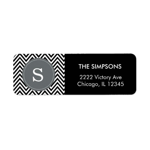 Black and White Pattern Chevron Gray Customizable Label