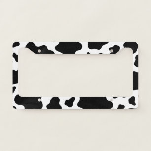 Black And White Pattern   Chic Cow Print License Plate Frame