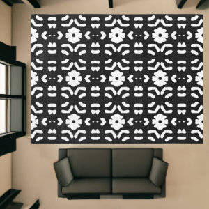 Black and White Pattern CoraValiana Rug