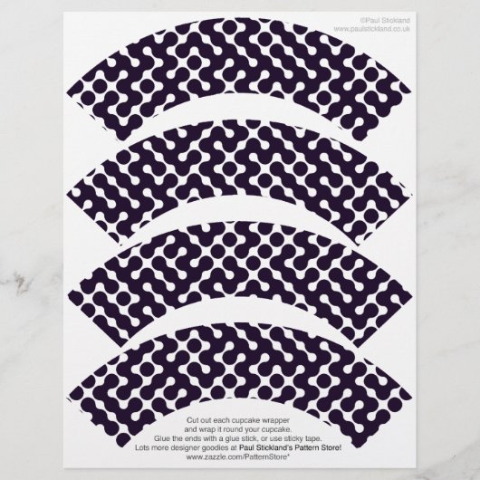 Black and White Pattern Custom Cupcake Wrappers on (Front)