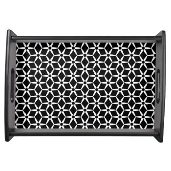 Black And White Pattern. Decorative Mesh Pattern Serving Tray by myMegaStore at Zazzle