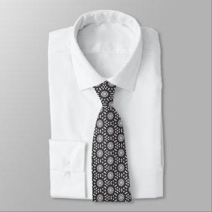 Black and White Pattern Geometric Men's Neck Tie
