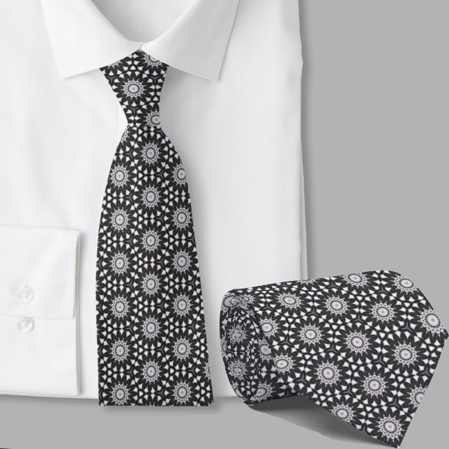 Black and White Pattern Geometric Men's Neck Tie (Creator Uploaded)