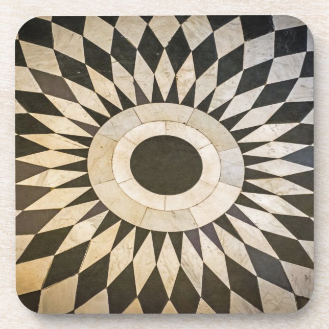 Black and white pattern hard plastic coasters (Front)