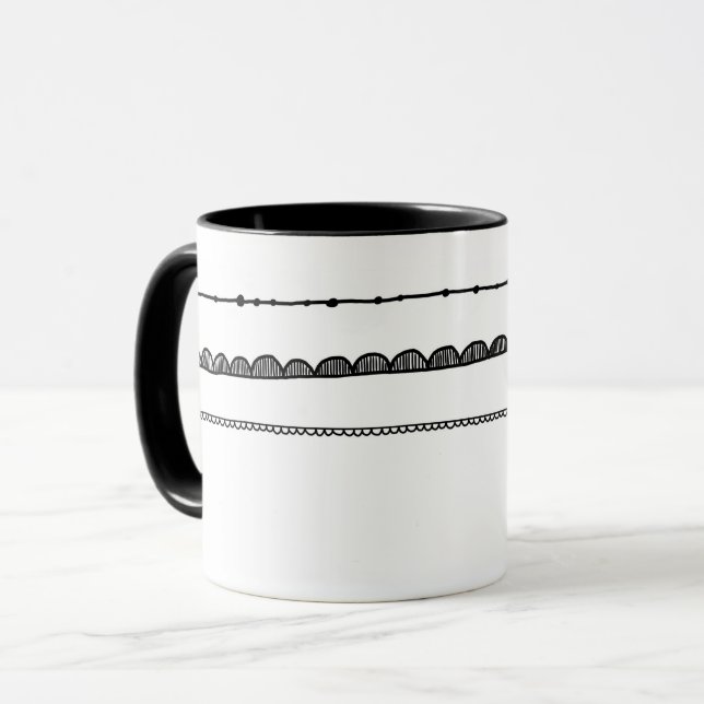 Black and White pattern mug | pretty pattern (Front Left)