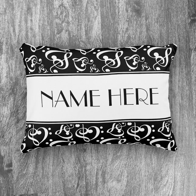 Black And White Pattern Music Theme Decorative Pillow (Creator Uploaded)