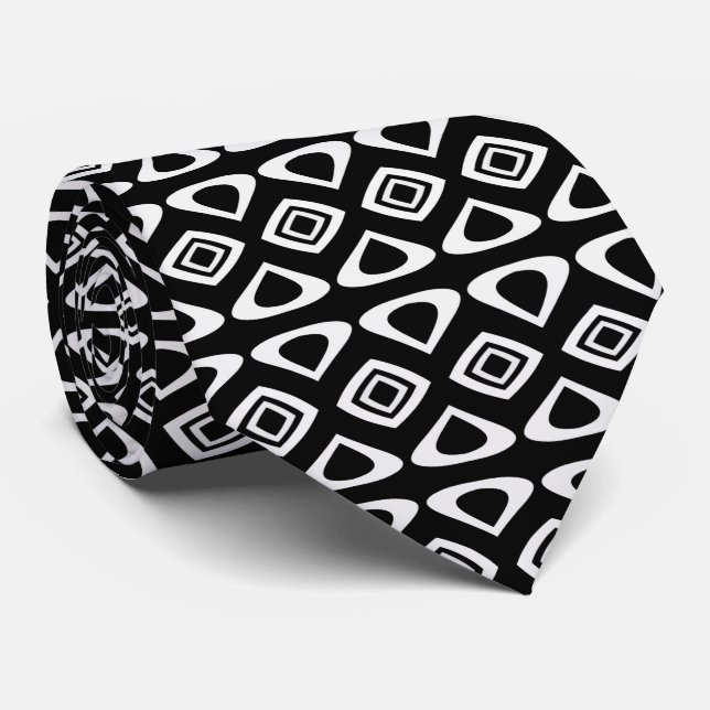 Black and White Pattern Neck Tie (Rolled)