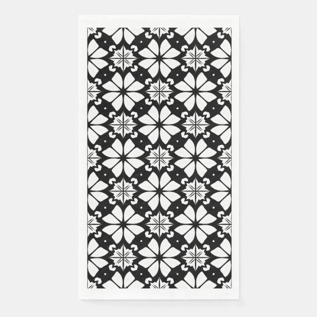 Black and white Pattern Paper Guest Towels (Front)