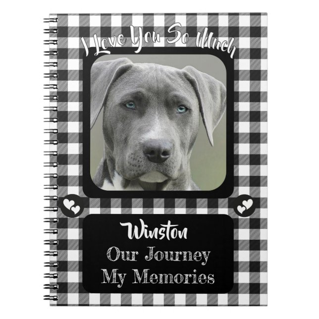 Black and White Pattern Pet Photo Memorial Journal (Front)