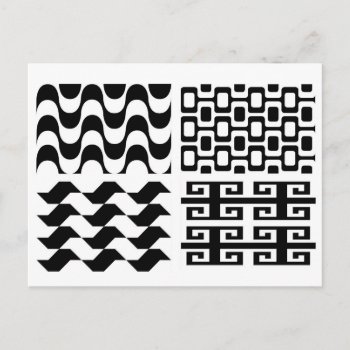 Black And White Pattern Postcard by escapefromreality at Zazzle