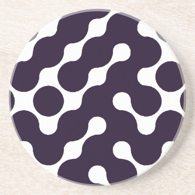 Black and white pattern sandstone coaster (Front)