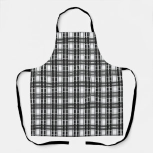 Black and white pattern Tartan geometry checkered Apron