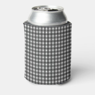 Black and white pattern Tartan geometry checkered Can Cooler