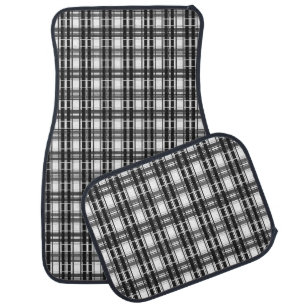 Black and white pattern Tartan geometry checkered Car Floor Mat