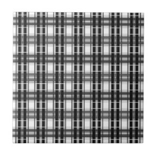 Black and white pattern Tartan geometry checkered Ceramic Tile