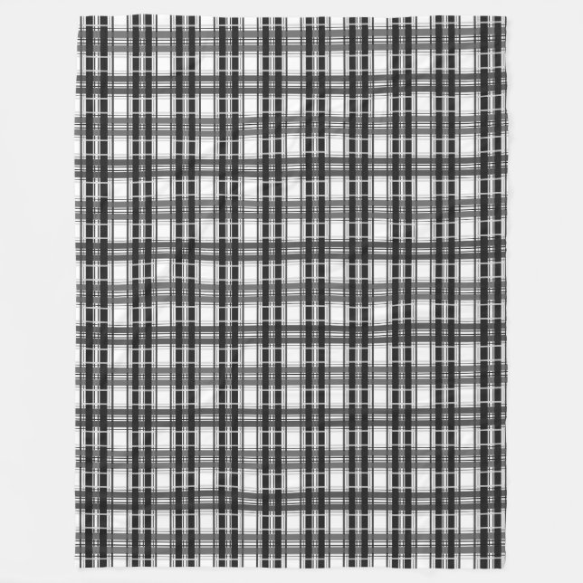 Black and white pattern Tartan geometry checkered Fleece Blanket (Front)