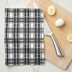 Black and white pattern Tartan geometry checkered Kitchen Towel