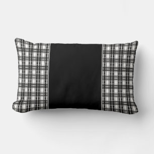Black and white pattern Tartan geometry checkered Lumbar Pillow