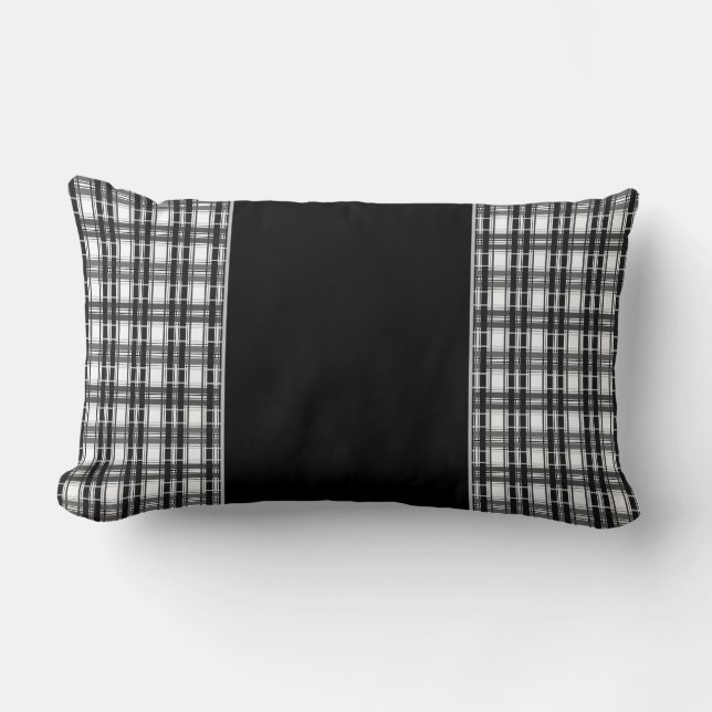 Black and white pattern Tartan geometry checkered Lumbar Pillow (Front)