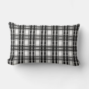 Black and white pattern Tartan geometry checkered Lumbar Pillow