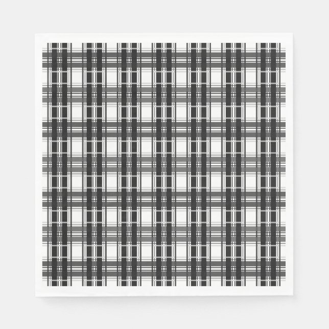Black and white pattern Tartan geometry checkered Napkins (Front)