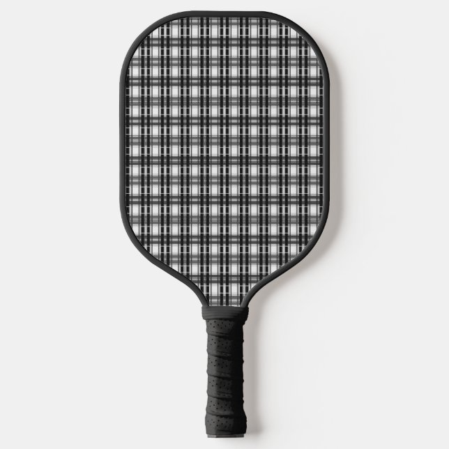 Black and white pattern Tartan geometry checkered Pickleball Paddle (Front)