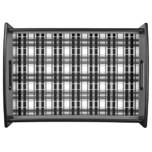 Black and white pattern Tartan geometry checkered Serving Tray