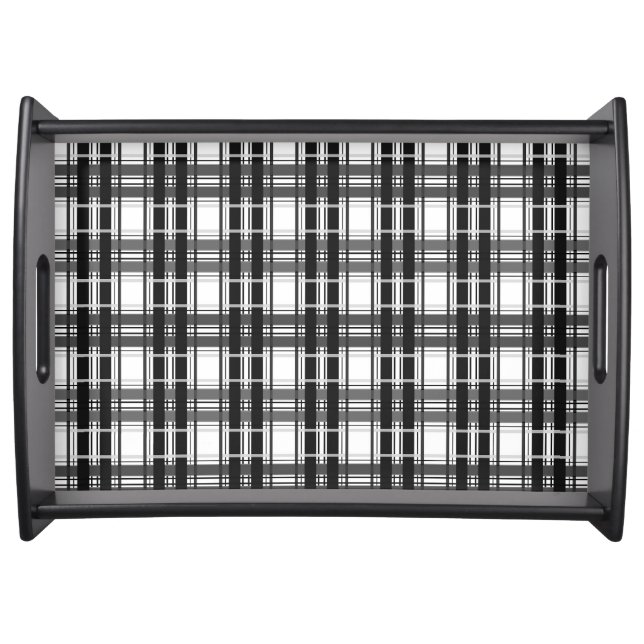 Black and white pattern Tartan geometry checkered Serving Tray (Front)