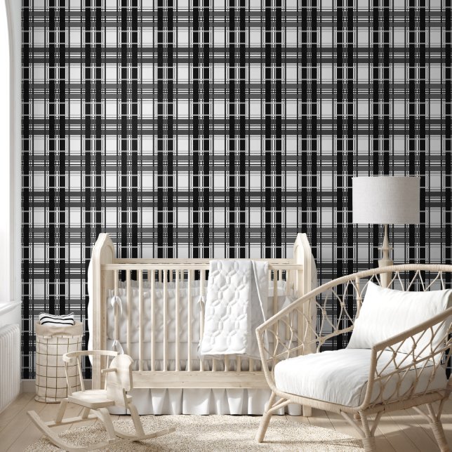 Black and white pattern Tartan geometry checkered Wallpaper (Kids)