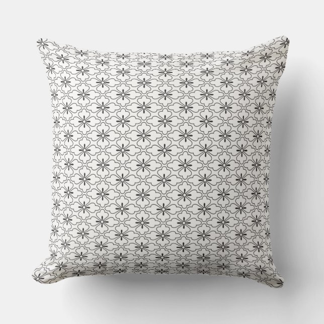 Black and white  pattern throw pillow (Front)