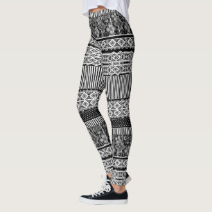 Black and white pattern with lace and patchwork el leggings