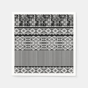 Black and white pattern with lace and patchwork napkins