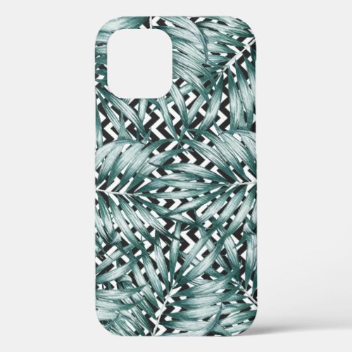 Black and white pattern with leaf design Case_Mate iPhone 12 Case