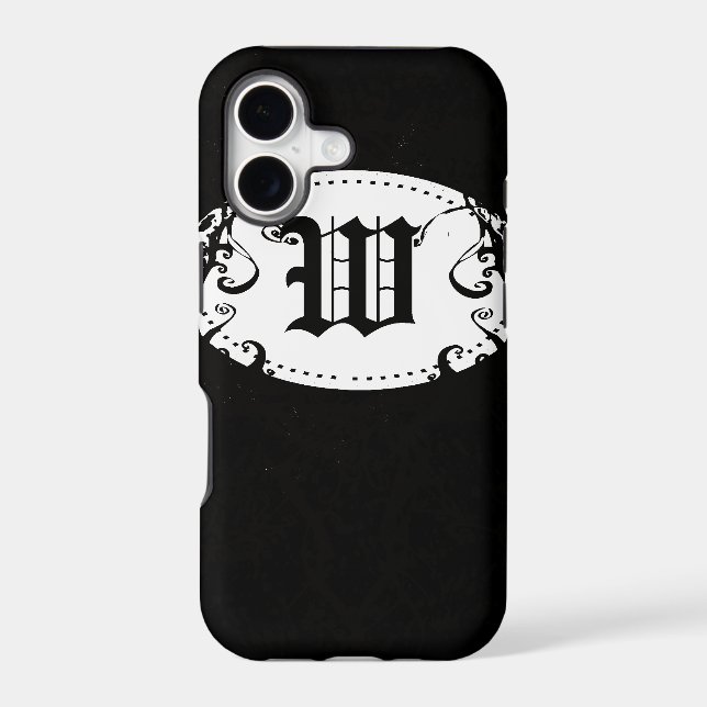 Black and White Pattern with Monogram W Iphone Case (Back)