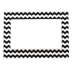 Black and white pattern zig zag stripes magnetic picture frame