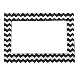 Black and white pattern zig zag stripes magnetic picture frame
