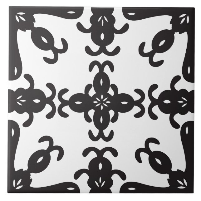 Black and White Patterned Kitchen / Bathroom Tile (Front)