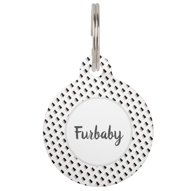 Black and White Patterned Pet ID Tag (Front)