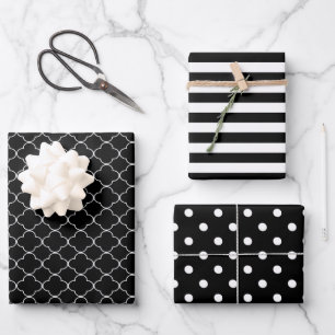 Black and White Patterned Wrapping Paper Sheets