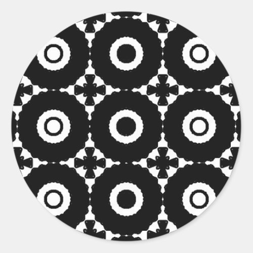 Black and white patterns classic round sticker