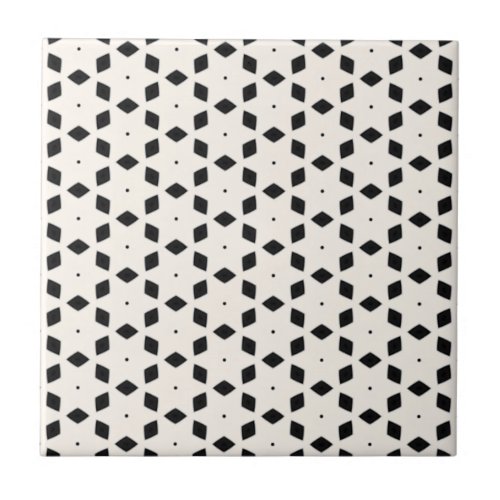 Black and White Patterns  Diamonds and Stars II Tile