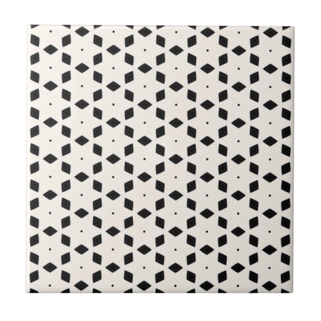 Black and White Patterns | Diamonds and Stars II Tile (Front)