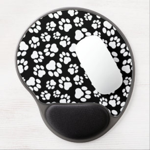 Black-and-White Paw Print Gel Mouse Pad