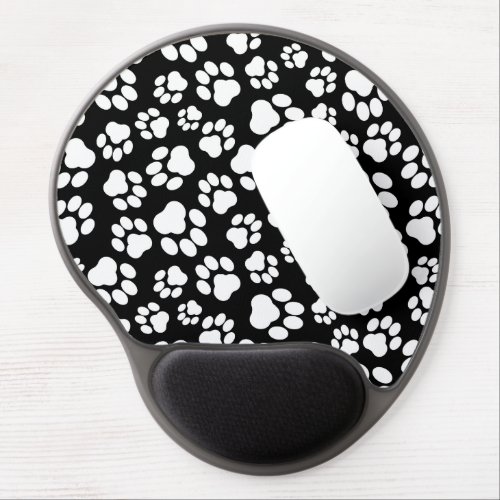 Black_and_White Paw Print Gel Mouse Pad