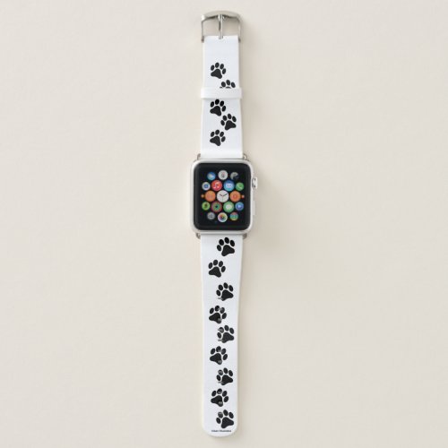 Black and White Paw Print Pattern Apple Watch Band